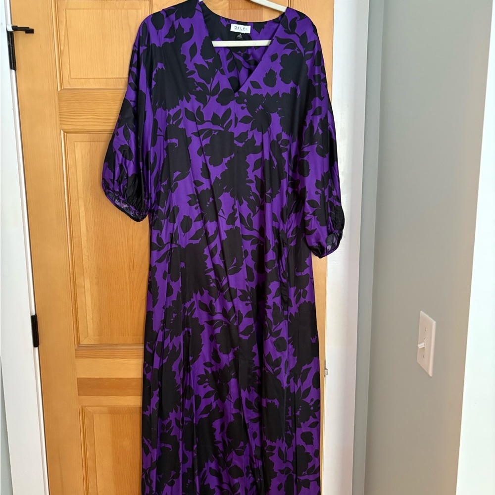 Elegant Purple and Black Floral Dress